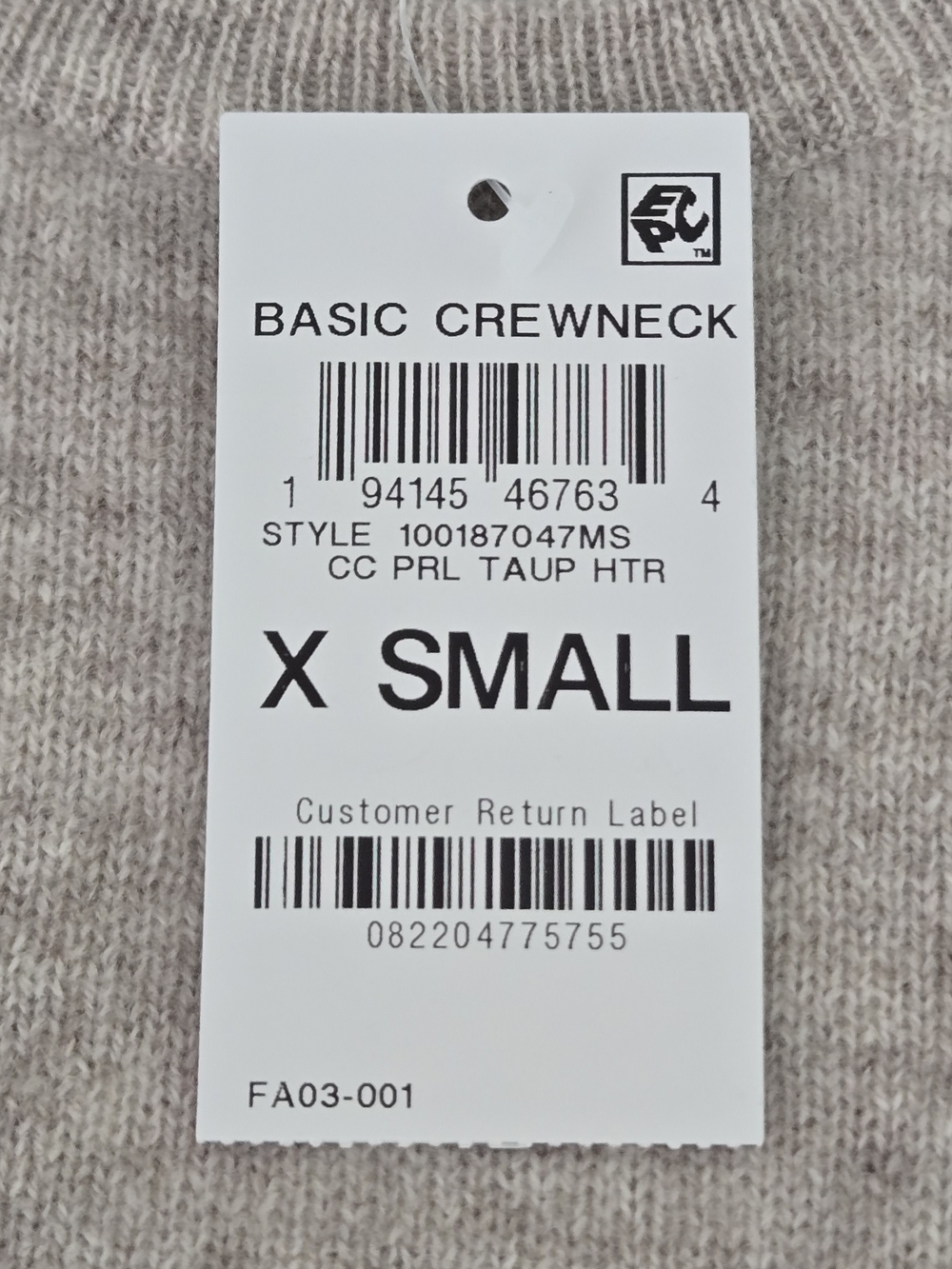 Charter Club Luxury 100% Cashmere Pearl Taupe Heather Basic Crewneck Sweater XS - Picture 11 of 11
